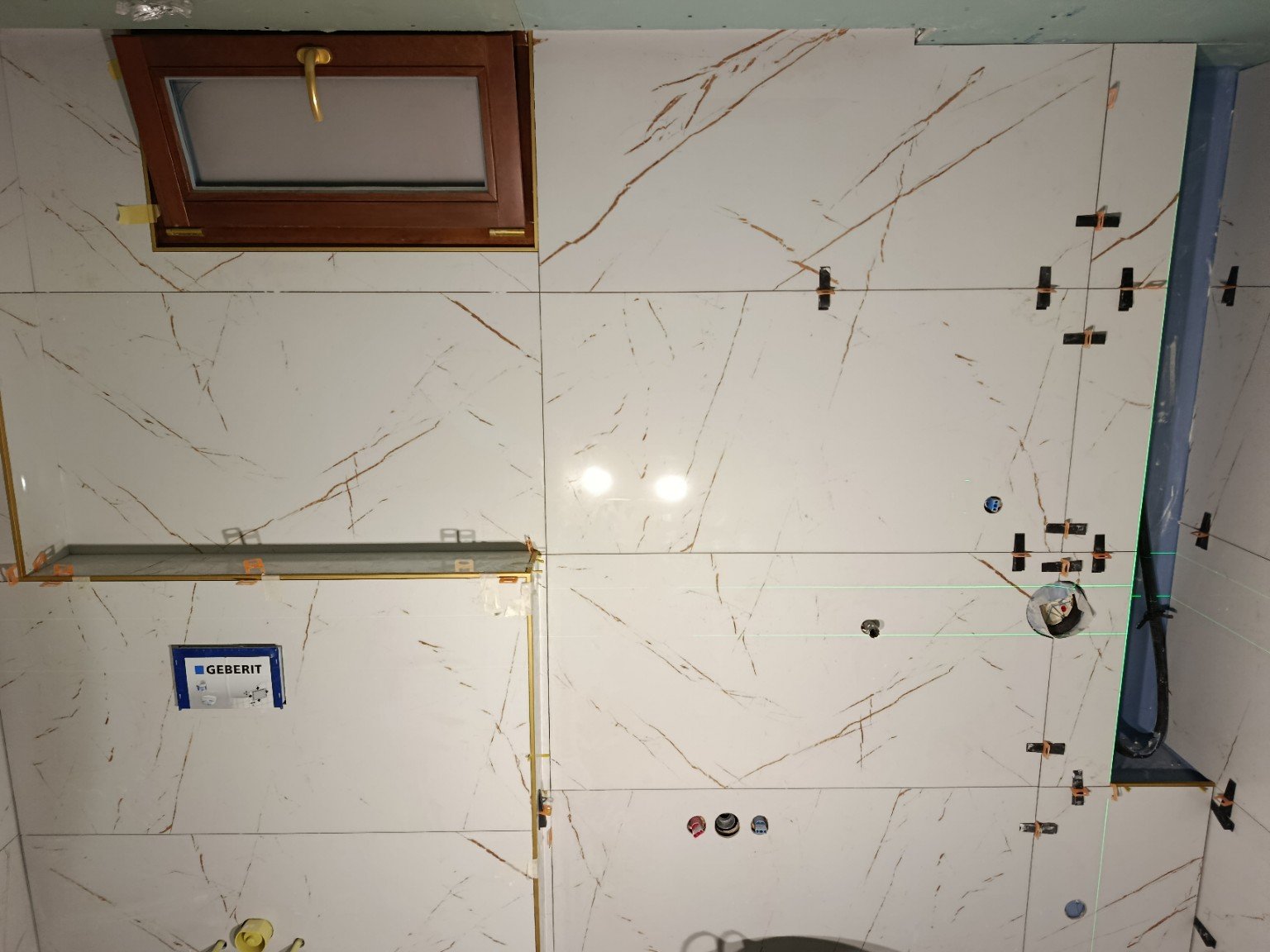 Precision bathroom tile installation
